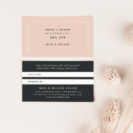 Chic Blush | Elegantes Rosa und Schwarz Empfehlungskarte
