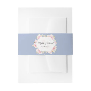 Chic Blush Floral Geometric Dusty Blue Wedding Einladungsbanderole