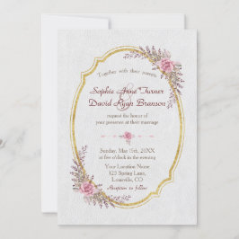 Chic Blush Floral Gold Rahmen White Wedite Einladu Einladung