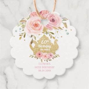 Chic Blush Floral Tee Party Geburtstag Vielen Dank Geschenkanhänger