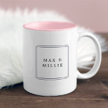 Chic Blush | Geometrisches Logo Zweifarbige Tasse<br><div class="desc">Fügen Sie Ihren Namen oder Firmennamen zu dieser schicken Tasse hinzu,  umgeben von einer doppelten quadratischen Grenze. Wir haben es mit dem rot-rosa Interieur Liebe,  um unsere Business-Kollektion Chic Blush zu ergänzen.</div>