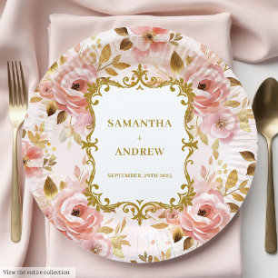 Chic Blush Gold Wedding Paper Teller