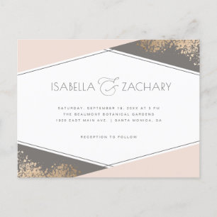Chic Blush & Greige Geometric Wedding Einladungspostkarte