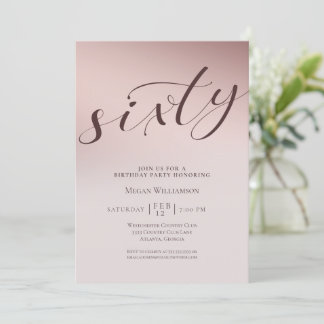 Chic Blush Pink 60 Überraschung Geburtstag Einladung