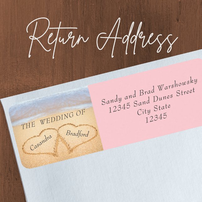 Chic Blush Pink Beach Hochzeit 2 Herz Sand (Von Creator hochgeladen)