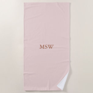 Chic Blush Pink benutzerdefinierte Monogramm Initi Strandtuch