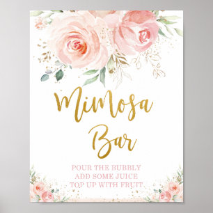 Chic Blush Pink Bläsernte Mimosa Bar Bubbly Drink Poster
