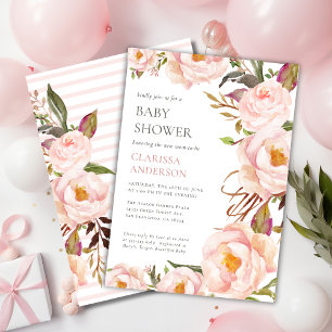 Chic Blush Pink Blues Baby Dusche Einladung