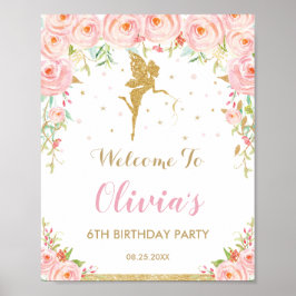 Chic Blush Pink Blues Fairy Geburtstag Willkommen Poster