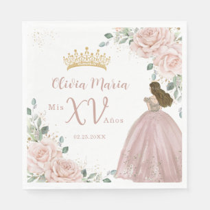 Chic Blush Pink Blues Prinzessin Dress Quinceañera Serviette