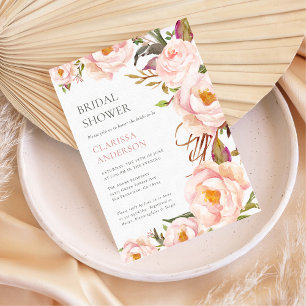 Chic Blush Pink Blumendusche Einladung
