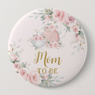 Chic Blush Pink Blütenflora Party Mama zu sein Button