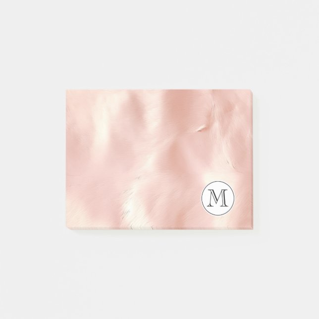 Chic Blush Pink Cowgirl Cowhide Monogram Post-it Klebezettel (Vorderseite)