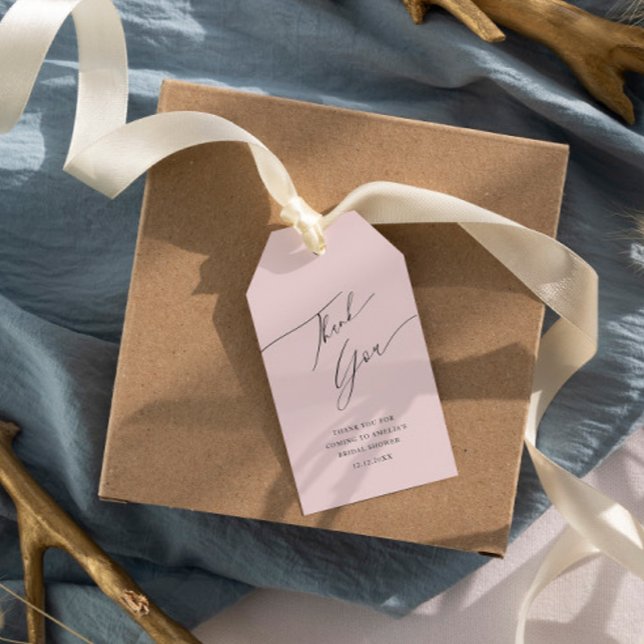 Chic Blush Pink Danke Brautparty Geschenkanhänger (Von Creator hochgeladen)