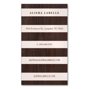 Chic Blush Pink, Dark Wood & Gold Stilvolle Monogr Magnetische Visitenkarte