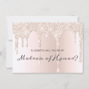 Chic Blush Pink Dripping Glitzer Matron of Honour Einladung