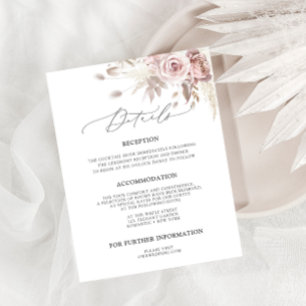 Chic Blush Pink Dusty Rose Blumenzwiebeldetails Begleitkarte