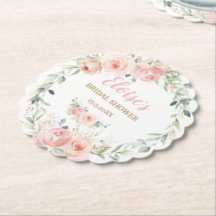 Chic Blush Pink Floral Baby Brautparty Geburtstag Untersetzer