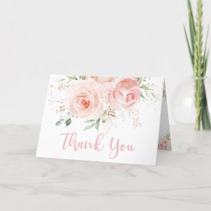 Chic Blush Pink Floral Baby Brautparty Hochzeit Dankeskarte