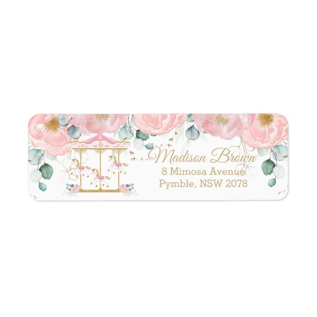 chic Blush Pink Floral Carousel Return Address (Vorne)
