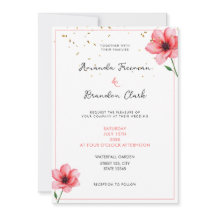 Chic Blush Pink Floral Confetti Frame Wedding