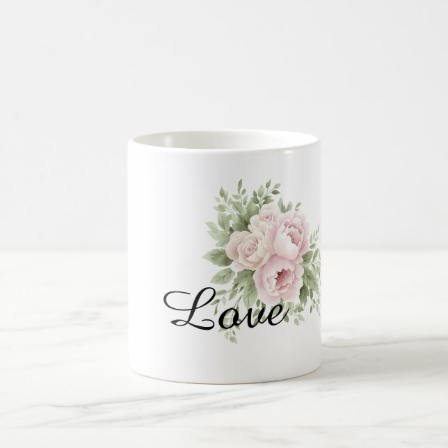 Chic Blush Pink Floral Kaffeetasse (Mittel)