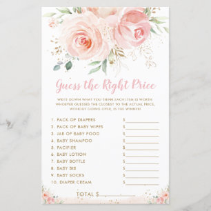 Chic Blush Pink Floral Ratet das richtige Preisspi