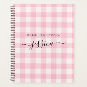 Chic Blush Pink Gingham Skriptname Rezept Planer