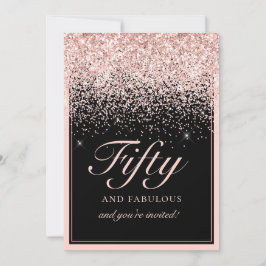 Chic Blush Pink Glitzer 50 und Fabulous Geburtstag Einladung