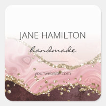 Chic Blush Pink Gold Glitzer Agate