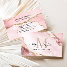 Chic Blush Pink Gold Glitzer Marble Agate Monogram