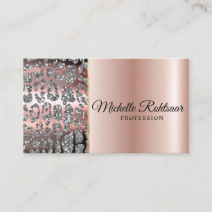 Chic Blush Pink Gold Glitzer Marble Agate Monogram Visitenkarte