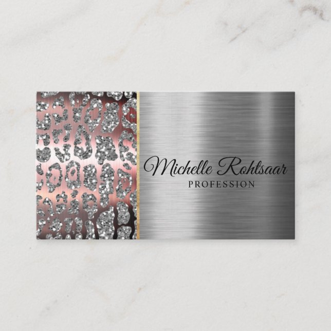 Chic Blush Pink Gold Glitzer Marble Agate Monogram Visitenkarte (Vorderseite)