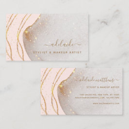 Chic Blush Pink Gold Glitzer Signature Name Agate  Visitenkarte