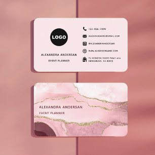 Chic Blush Pink Gold Marmor Achat Stylist Visitenkarte