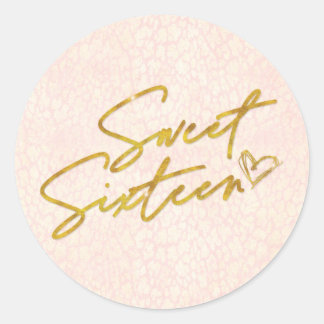 Chic Blush Pink & Gold Sweet 16 Party Runder Aufkleber