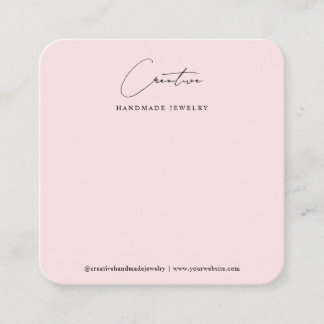 Chic Blush Pink Handwritten Script Jewelry Display Quadratische Visitenkarte