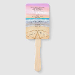 Chic Blush Pink Hearts Sand Beach Hochzeitsprogram Fächer