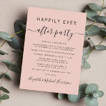 Chic Blush Pink Hochzeitsempfang Einladung<br><div class="desc">Chic Rosa-Dekoration oder kleine Hochzeitsankündigung und Feiern Empfang/Party Einladung. "Happily Ever After Party" ist in einfacher Typografie und einem stylischen Skript mit Swashes geschrieben. Personalisieren Sie Ihre Ankündigung und Einladung und fügen Sie Ihre Namen in ein signaturähnliches Skript ein. Auf der Rückseite finden Sie Ihre Vornamen und das Hochzeitstermin.</div>
