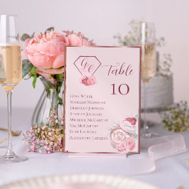 Chic Blush Pink Hochzeitssitze Tischnummer