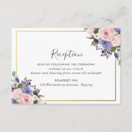 Chic Blush Pink Lavendel Floral Hochzeitsempfang Begleitkarte