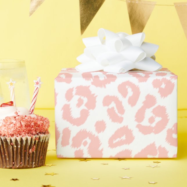 Chic Blush Pink Leopard Druckmuster Geschenkpapier (Geburtstagsparty)