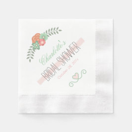 Chic Blush Pink Minze Green Floral Brautparty Serviette