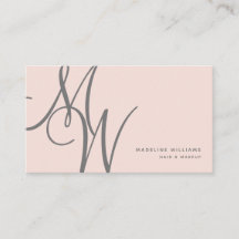 Chic Blush Pink Moderne Monogram Script Initialen