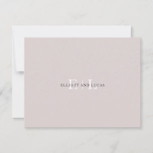 Chic Blush Pink Monogram Mitteilungskarte