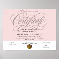 Chic Blush Pink Professional Beauty-Zertifikat