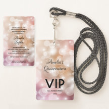 Chic Blush Pink Quinceñera Einladen VIP Pass
