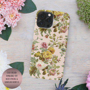 Chic Blush Pink Rose Gelbe Blume Blattmuster iPhone 12 Hülle