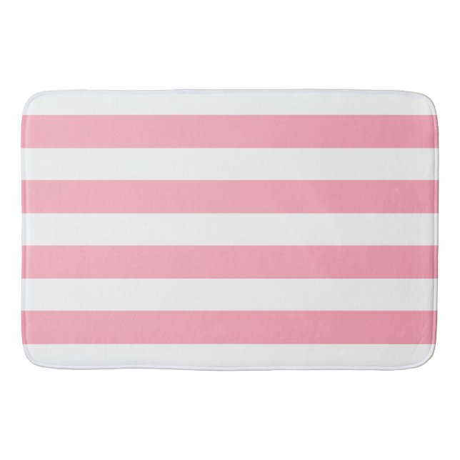 Chic Blush Pink Streifen Muster Badematte (Vorderseite)