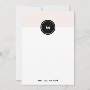 Chic Blush Pink und Black Stationery Mitteilungskarte